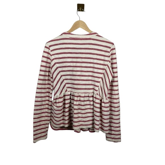 Free People Full Zip Peplum Striped Tweed Jacket in Ivory/Red Size M - Picture 13 of 13